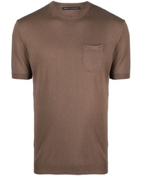 Мужская коричневая вязаная футболка с круглым вырезом от Daniele Alessandrini