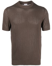 Мужская коричневая вязаная футболка с круглым вырезом от Malo