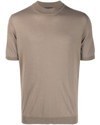 Мужская коричневая вязаная футболка с круглым вырезом от Roberto Collina