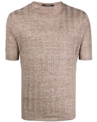 Мужская коричневая вязаная футболка с круглым вырезом от Tagliatore