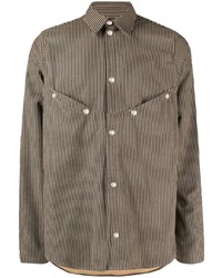 Мужская коричневая джинсовая рубашка в горизонтальную полоску от RANRA
