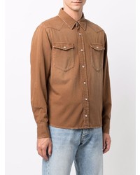 Мужская коричневая джинсовая рубашка от Eleventy