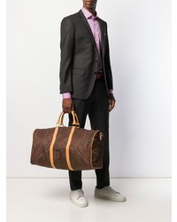 Мужская коричневая дорожная сумка из плотной ткани с принтом от Etro