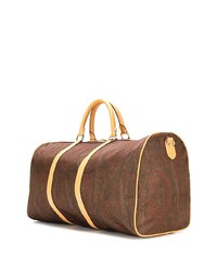 Мужская коричневая дорожная сумка из плотной ткани с принтом от Etro