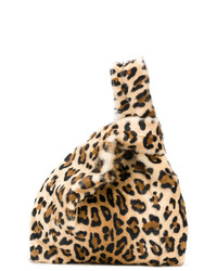 Коричневая замшевая большая сумка с леопардовым принтом от Simonetta Ravizza