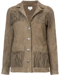 Женская коричневая замшевая куртка c бахромой от AG Jeans
