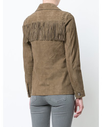 Женская коричневая замшевая куртка c бахромой от AG Jeans
