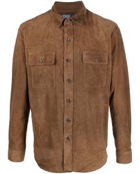 Мужская коричневая замшевая куртка-рубашка от Polo Ralph Lauren