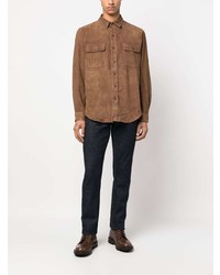 Мужская коричневая замшевая куртка-рубашка от Polo Ralph Lauren