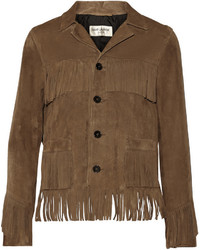 Женская коричневая замшевая куртка от Saint Laurent