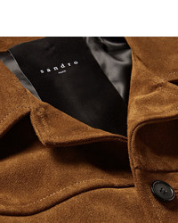 Мужская коричневая замшевая куртка от Sandro