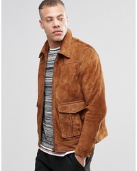 Мужская коричневая замшевая куртка от Weekday