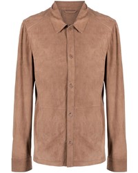 Мужская коричневая замшевая рубашка с длинным рукавом от Desa 1972