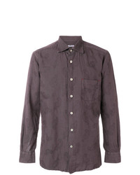 Мужская коричневая классическая рубашка с "огурцами" от Kiton