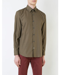 Мужская коричневая классическая рубашка с принтом от Gieves & Hawkes
