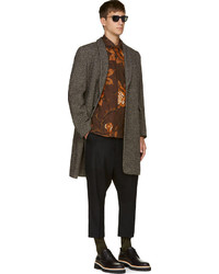 Мужская коричневая классическая рубашка с цветочным принтом от Yohji Yamamoto