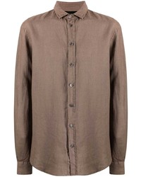 Мужская коричневая классическая рубашка от Emporio Armani