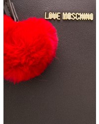 Коричневая кожаная большая сумка с украшением от Love Moschino