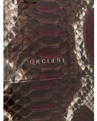 Коричневая кожаная большая сумка со змеиным рисунком от Orciani