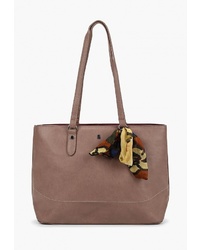 Коричневая кожаная большая сумка от David Jones