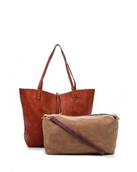 Коричневая кожаная большая сумка от Johnny