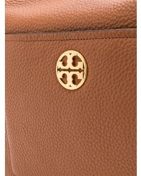 Коричневая кожаная большая сумка от Tory Burch