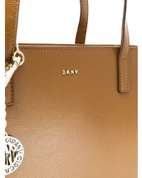 Коричневая кожаная большая сумка от DKNY