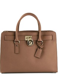 Коричневая кожаная большая сумка от MICHAEL Michael Kors