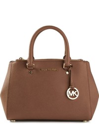 Коричневая кожаная большая сумка от MICHAEL Michael Kors