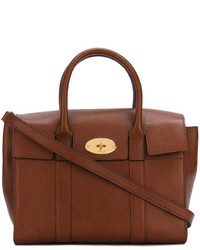 Коричневая кожаная большая сумка от Mulberry