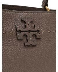 Коричневая кожаная большая сумка от Tory Burch