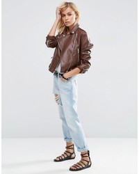 Женская коричневая кожаная косуха от Asos