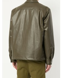 Мужская коричневая кожаная куртка-рубашка от MSGM