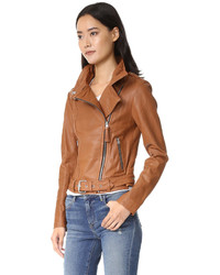 Женская коричневая кожаная куртка от Mackage