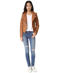 Женская коричневая кожаная куртка от Mackage