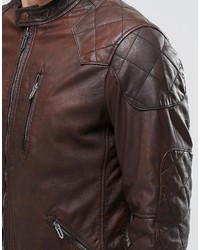 Мужская коричневая кожаная куртка от Pepe Jeans