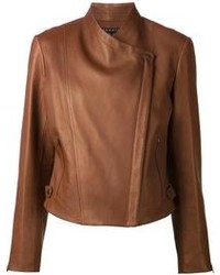 Женская коричневая кожаная куртка от Theory