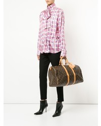 Женская коричневая кожаная спортивная сумка с принтом от Louis Vuitton Vintage