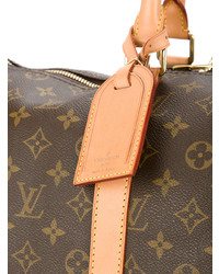 Женская коричневая кожаная спортивная сумка с принтом от Louis Vuitton Vintage