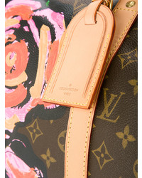Женская коричневая кожаная спортивная сумка с цветочным принтом от Louis Vuitton Vintage
