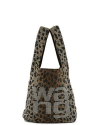 Коричневая кожаная сумка-мешок с леопардовым принтом от Alexander Wang