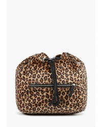 Коричневая кожаная сумка-мешок с леопардовым принтом от s.Oliver