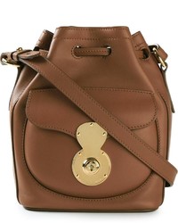 Коричневая кожаная сумка-мешок от Ralph Lauren