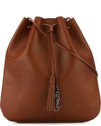 Коричневая кожаная сумка-мешок от Saint Laurent
