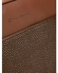 Коричневая кожаная сумка почтальона от Santoni