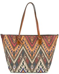 Женская коричневая кожаная сумка с вышивкой от Etro