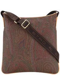 Женская коричневая кожаная сумка с "огурцами" от Etro