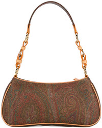 Женская коричневая кожаная сумка с принтом от Etro