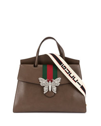 Коричневая кожаная сумка-саквояж от Gucci