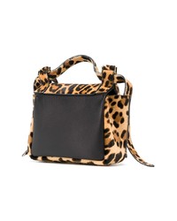 Коричневая кожаная сумка через плечо с леопардовым принтом от Elena Ghisellini